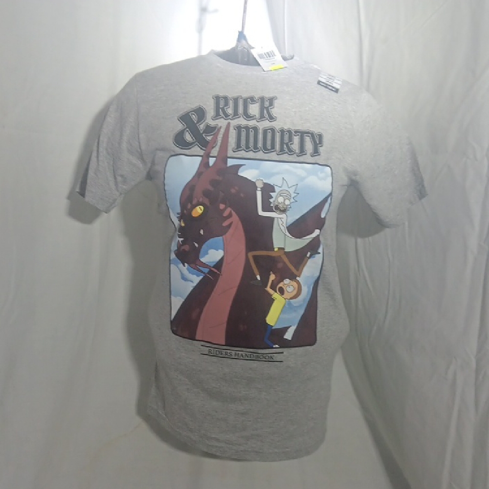 Ripple Junction Rick and Morty Gray Tee with Dragon Design